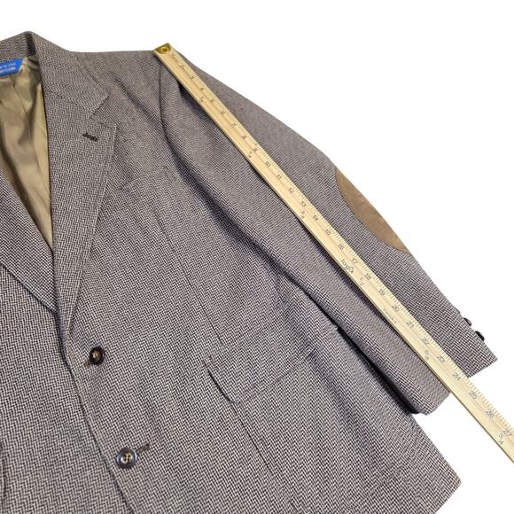 VINTAGE Pendleton Wool Herringbone Plaid Pleated Back Blazer Size 40 Sport Coat - Picture 15 of 16